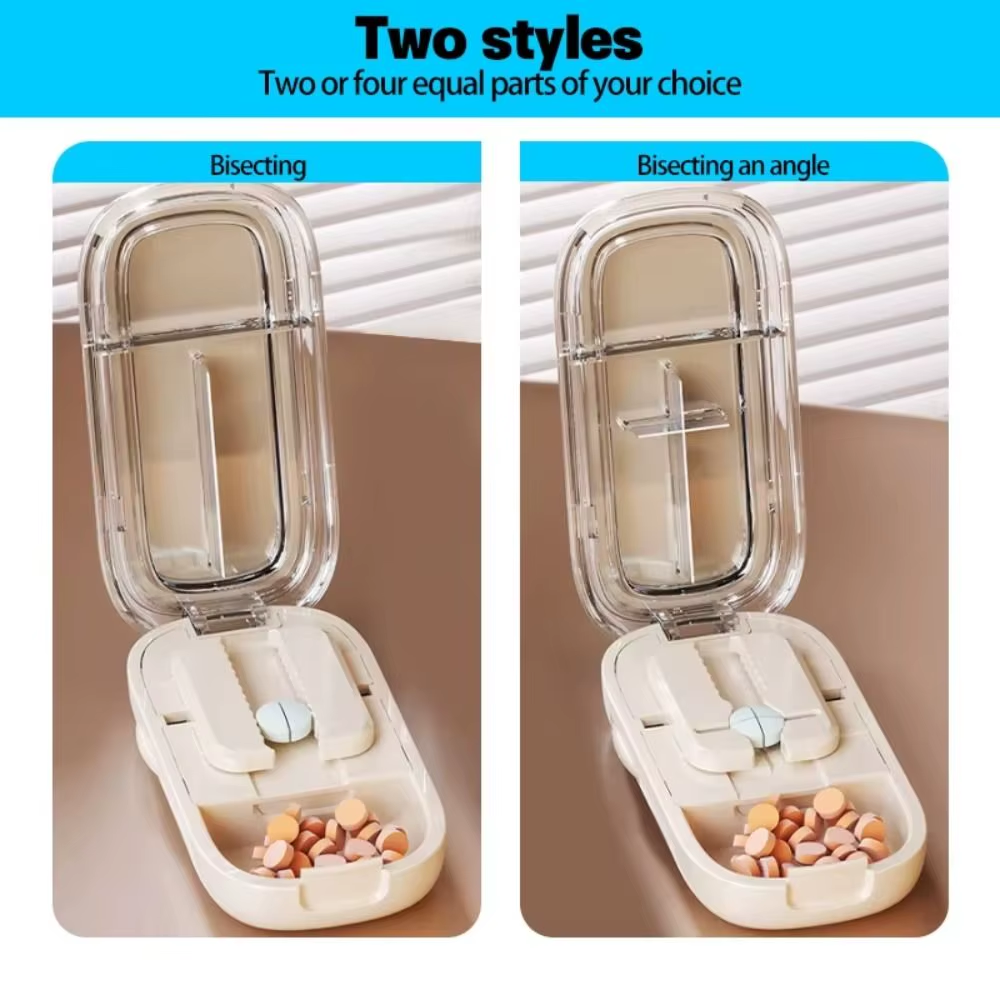 Drug Tablet Quartering Pill Cutter Dustproof Divider Organizer Crusher Pill Cutter Pill Cutter Storage Box